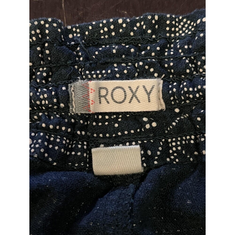 Roxy Pants Womens Small Blue Geometric Wide Leg Tassel Drawstring Lounge Elastic - Picture 9 of 13